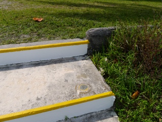 Eyelevel view of the disk on the step.