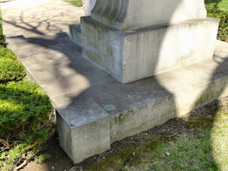 Eyelevel view of the disk on the monument.