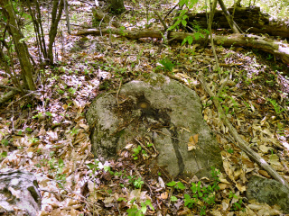 Eyelevel view of the RM on the boulder.