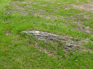 Eyelevel view of the disk on the rock outcrop.