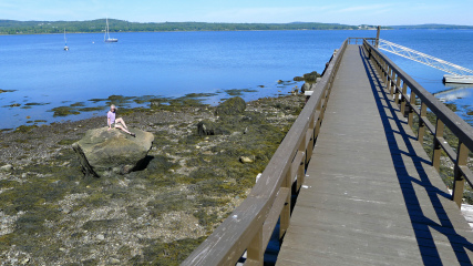 The boulder is just west of this pier.