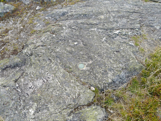 Eyelevel view of the reference mark in bedrock.