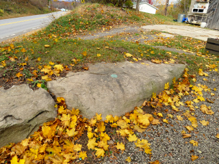 Eyelevel view of the disk on the rock outcrop.