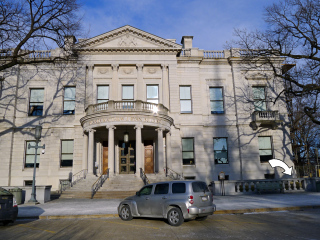 Looking NE toward the building and mark in the corner.