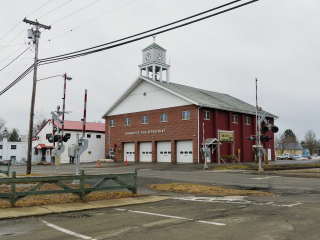 Looking W toward the old station (mark indicated).