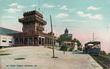 Mt. Penn tower, hotel, and trolley