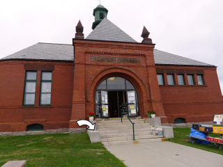 Looking W from Water Street toward the Peavey Library.