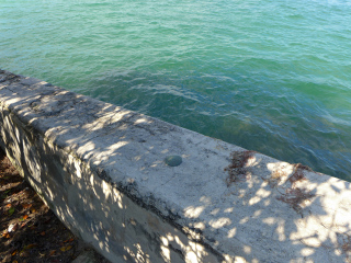 Eyelevel view of the disk on the wingwall.