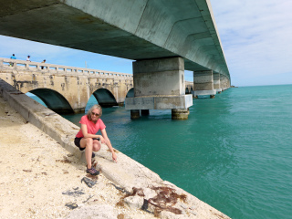 Zhanna points to the former site of the disk on the wingwall.