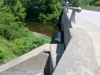 We had expected to find the mark here on the SW abutment, but the bridge has been replaced.