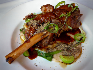 Lamb shank with deconstructed salsa verde