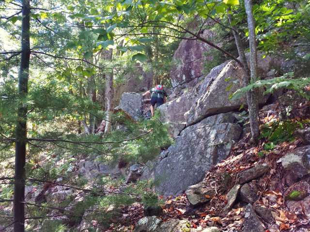 Rich climbs the old stone steps