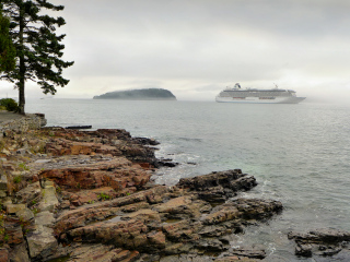 Cruise ship in Frenchman’s Bay, “It’s bigger than an island!”