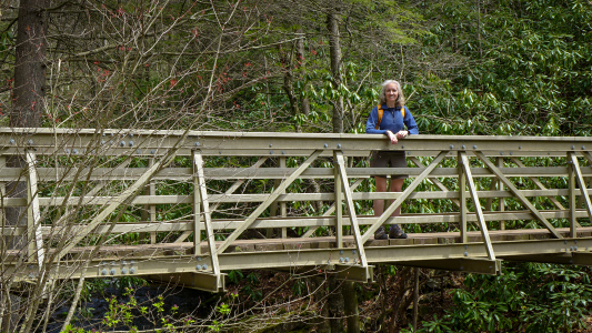 We crossed a large footbridge over Hawk Run.