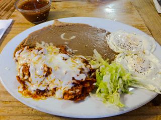 Chilaquiles with eggs at Cora's Cafe