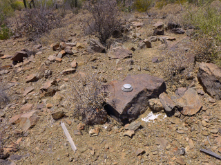 Eyelevel view of the disk on the rock outcrop