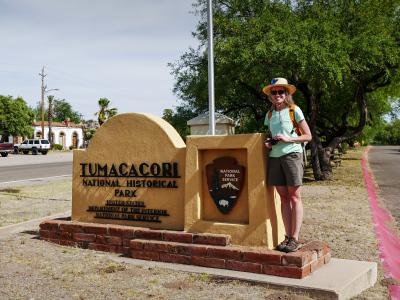 Zhanna at Tumacacori entrance