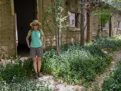 Zhanna at the damned adobe structure