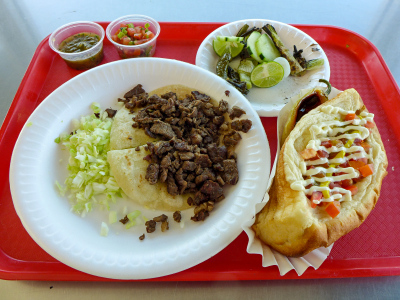 A tray of goodies at El Güero Canelo