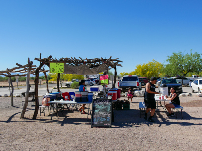 One of several food stands at the mission