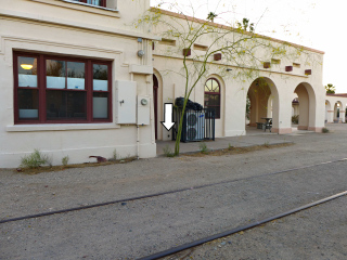 Position of the bench mark on the northeast facing (trackside) wall