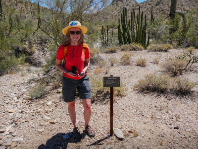 Zhanna at Baker Mine sign