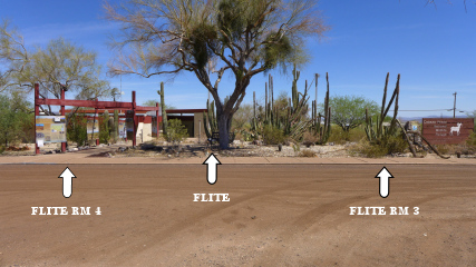 Relative positions of the three marks. Looking N from parking area.