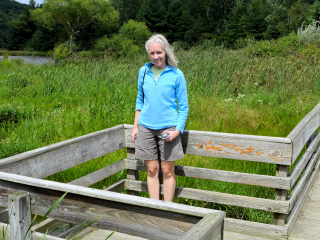 Zhanna along the Pond Trail's boardwalk