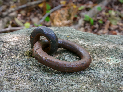 Relic at the intersection of the Hemlock Trail and park loop road