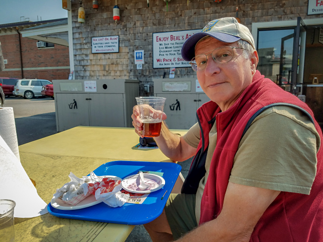 Rich finishes up his beer after our feast at Beal's!