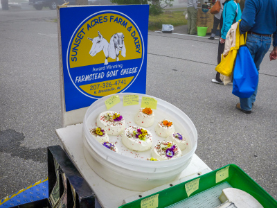 Artisan goat cheeses at Sunset Acres Farm stand