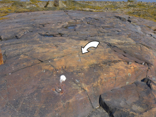 Eyelevel view of the cross on the ledge