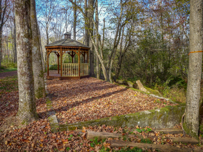 A gazebo near an old trolley station