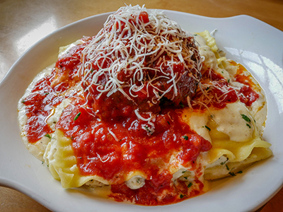 GIANT Meatball and Manicotti