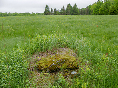 Eyelevel view of the disk on the boulder