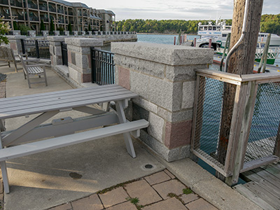 Eyelevel view of the disk in the concrete seawall