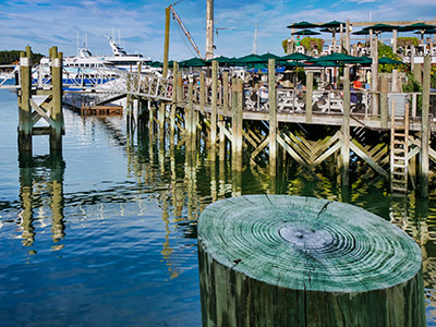 We find plenty of bright warm color at the Bar Harbor waterfront.