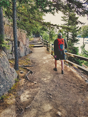 This wide, easy trail climbs the cliff face and offers several viewpoints.