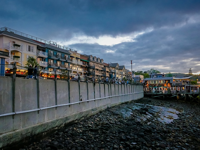 Bar Harbor waterfront scene at dusk