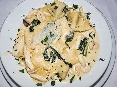 House-made Tagliatelle with cream sauce and North Spore mushrooms