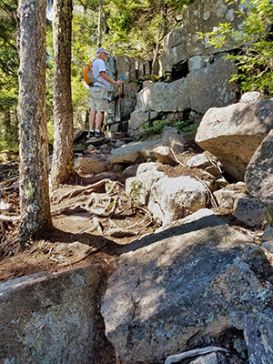 Zhanna and her dad hike the Anvil Trail, Schoodic Point