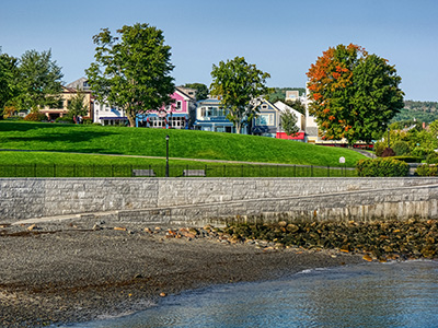 Agamont Park and the shops on Main Street