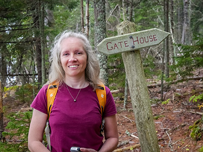 Today’s hike begins at a carriage road gatehouse near Upper Hadlock Pond