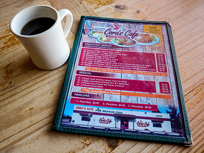 A peek at Cora's menu