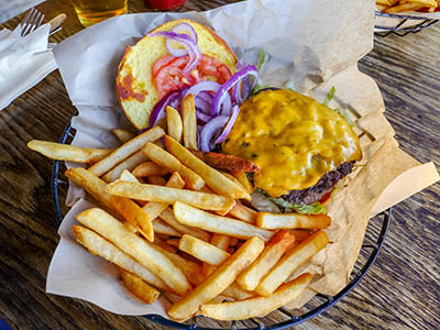 Cheddar cheese burger