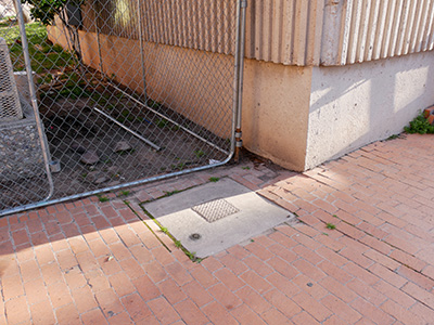 Eyelevel view of the disk in the concrete base