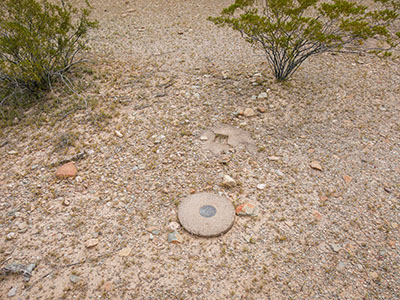 Eyelevel view of the disk on the concrete monument