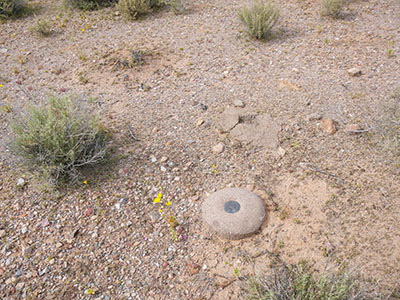 Eyelevel view of the disk on the concrete monument