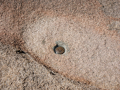 Eyelevel view of the disk in the boulder