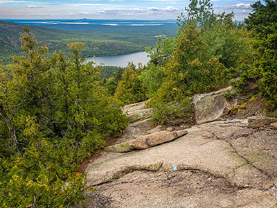 Hiking down the steep West Face Trail